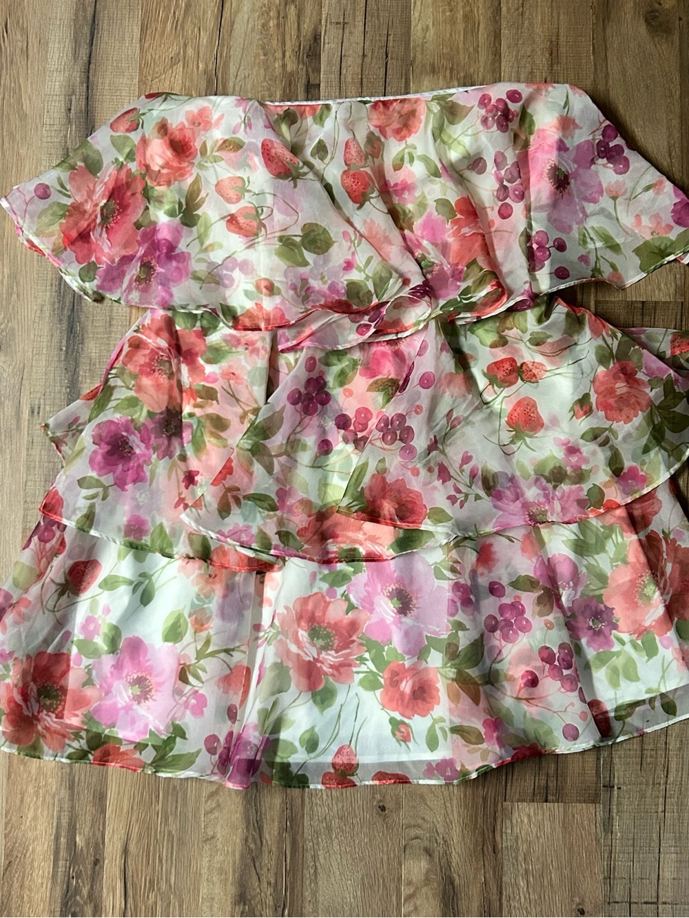 Abercrombie & Fitch Floral Tiered Strapless Mini Dress Size Large Tall